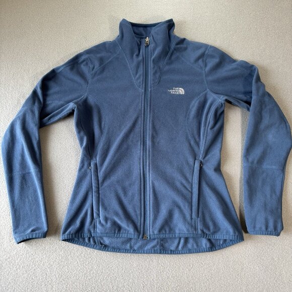 The North Face Jacket Womens Small Blue TKA 100 Fleece Full Zip Hoodie Thumbhole - Picture 1 of 16